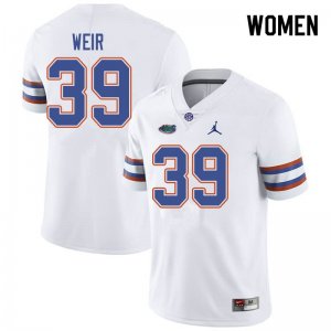 Women's Florida Gators #39 Michael Weir NCAA Jordan Brand White Authentic Stitched College Football Jersey GHI1262GB